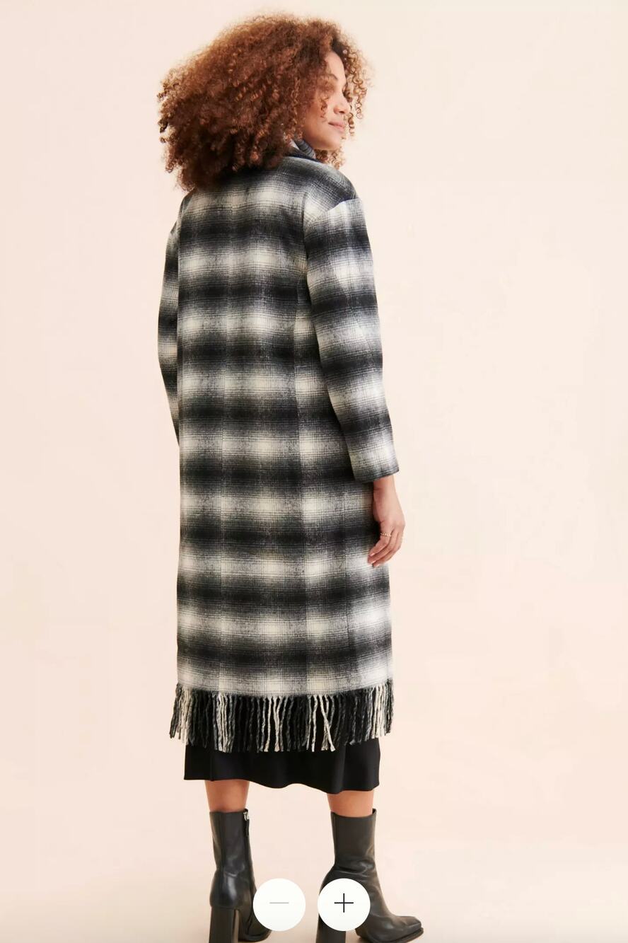 Avec Les Filles Plaid Fringe Hem Coat, EUC, Size XSP